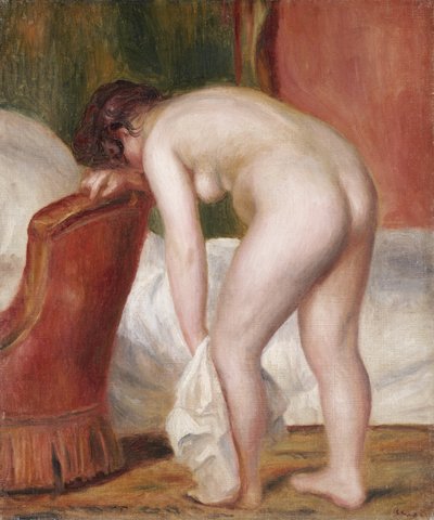Vrouwelijk Naakt dat Zichzelf Afdroogt, ca. 1909 door Pierre Auguste Renoir