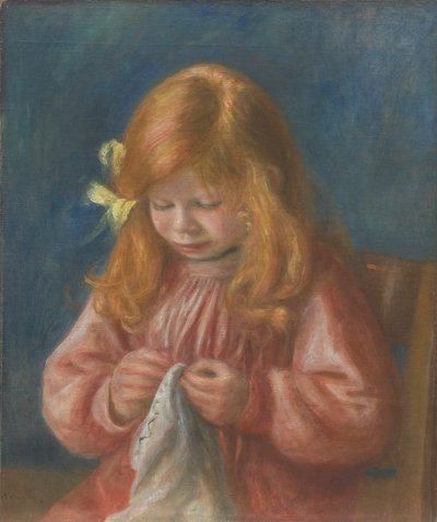 Jean Renoir aan het naaien door Pierre Auguste Renoir