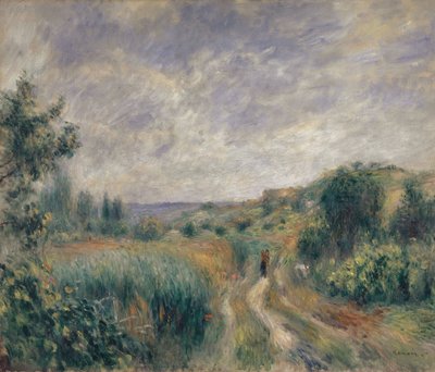 Landschap bij Essoyes Landschap met twee figuren op het gras, 1892 door Pierre Auguste Renoir