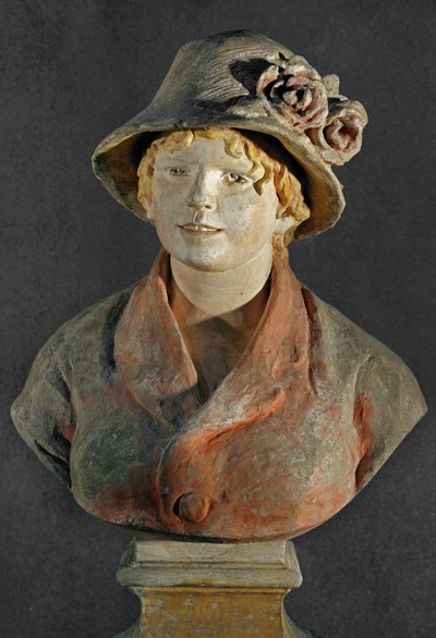 Mme. Renoir (polichroom terracotta) door Pierre Auguste Renoir
