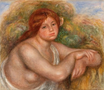 Naaktstudie, buste van een vrouw door Pierre Auguste Renoir