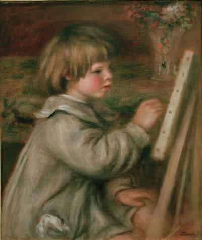 Portret van Claude Renoir Schilderend door Pierre Auguste Renoir