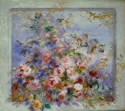 Rozen in een raam door Pierre Auguste Renoir