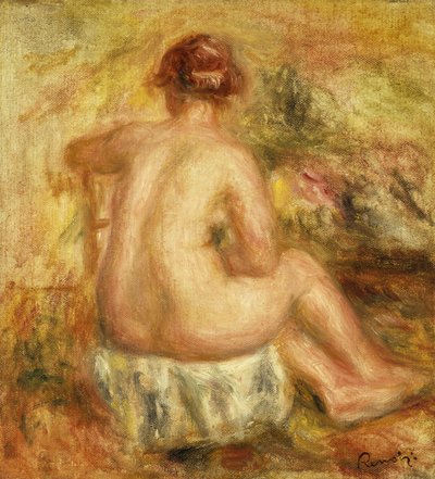 Zittende vrouwelijke naakt, gezien van achteren door Pierre Auguste Renoir