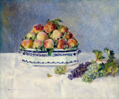 Stilleven met perziken en druiven door Pierre Auguste Renoir