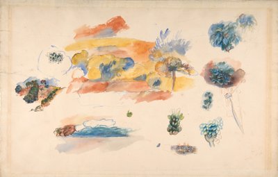 Studies van landschap, bomen en exotisch fruit, ca. 1885 door Pierre Auguste Renoir