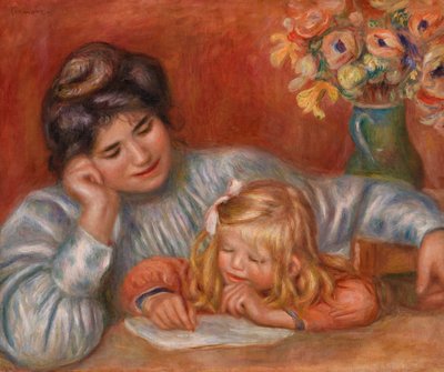 Schrijfles door Pierre Auguste Renoir