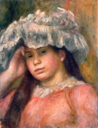 Jong meisje met een hoed door Pierre Auguste Renoir