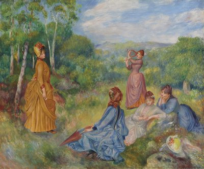 Jonge Dames die Badminton Spelen, ca. 1887 door Pierre Auguste Renoir