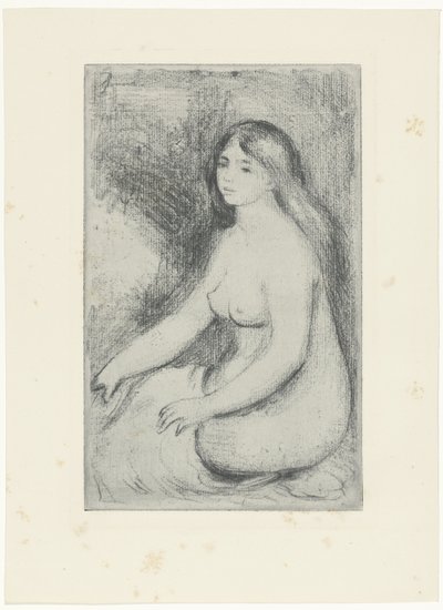 Zittende naakte vrouw door Pierre Auguste Renoir