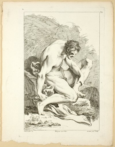 Figuur, uit Premier livre de figures d’Academies gravées en Partie par les Professeurs de l’Académie Royale door Pierre Aveline