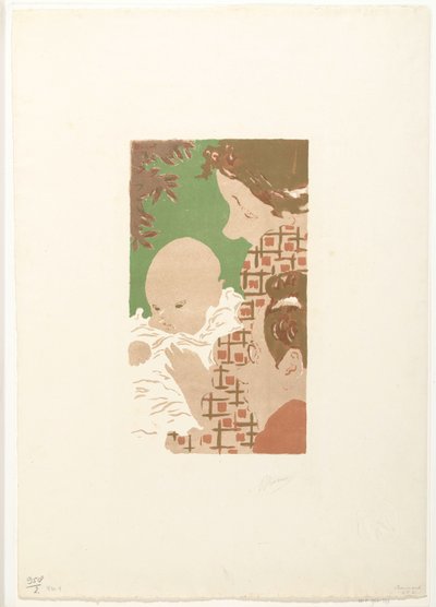 Andrée Terasse met zoontje Jean en broer Pierre Bonnard door Pierre Bonnard