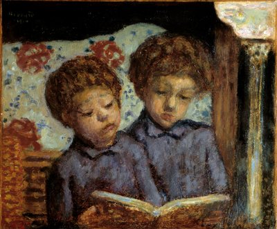 Kinderen Jean en Charles Terrace lezen door Pierre Bonnard