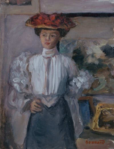 Meisje met een hoed door Pierre Bonnard