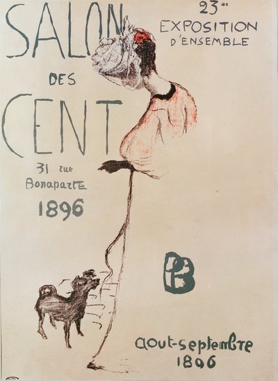 Poster die de 23e tentoonstelling van de Salon des Cent, 1896, adverteert door Pierre Bonnard