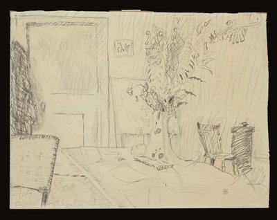 Bloempot in de eetkamer van Le Cannet door Pierre Bonnard
