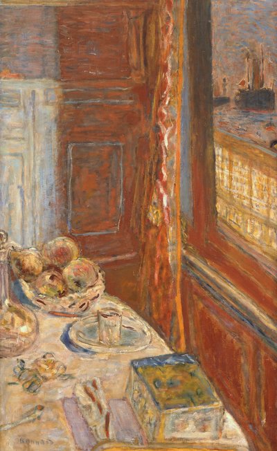 Stilleven met schepen gezien door raam, ca. 1906 door Pierre Bonnard