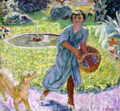 Het Jonge Meisje of Jong Meisje Spelend met een Hond door Pierre Bonnard