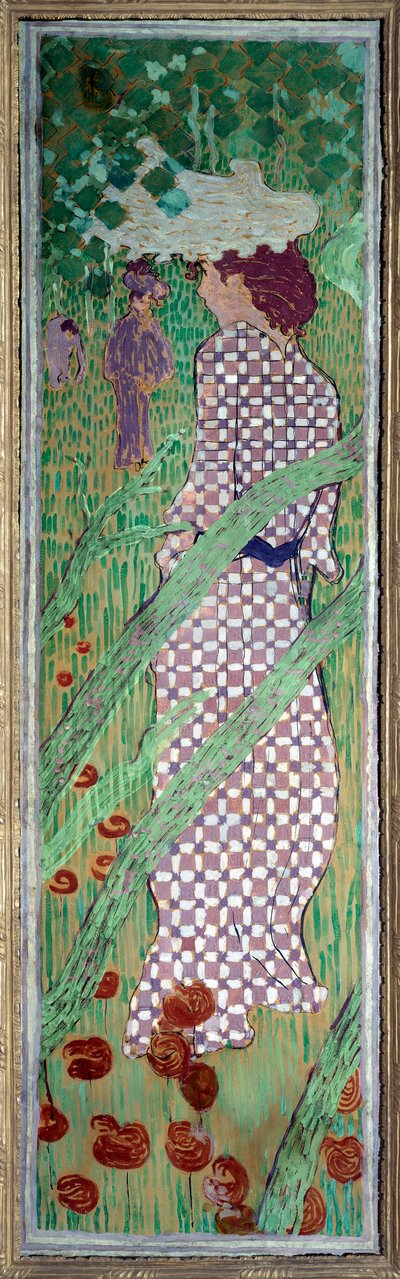 Vrouw met quadrillea jurk door Pierre Bonnard