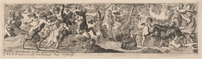 Satyrs en putti spelen met dieren door Pierre Brebiette