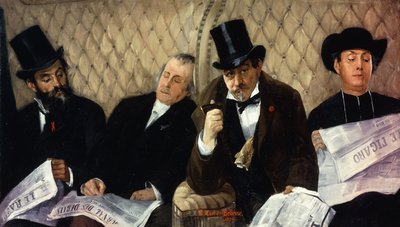 In de treinwagon door Pierre Carrier Belleuse