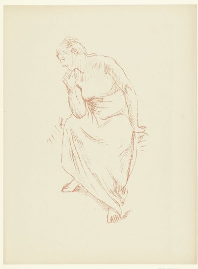 Zittende halfnaakte vrouw door Pierre Cécile Puvis de Chavannes