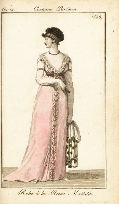 Vrouw in een jurk in de stijl van Mathilde van Vlaanderen, Parijs door Pierre Charles Baquoy