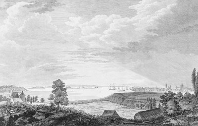 Een Zuidwestelijk Uitzicht op de Stad New York, in Noord-Amerika, ca. 1768 door Pierre Charles Canot