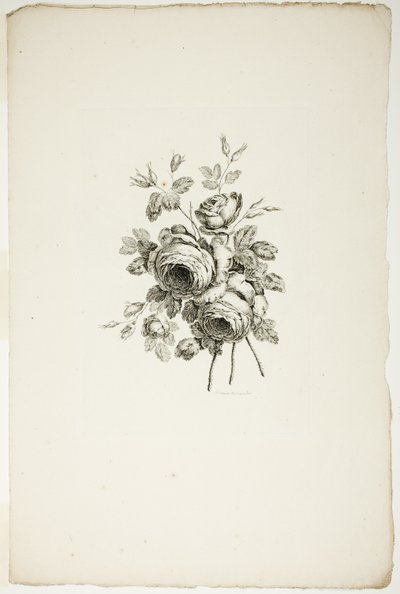 Boeket met rozen, uit de collectie van verschillende bloemboeketten, uitgevonden en getekend door Jean Pillement en gegraveerd door P. C. Canot door Pierre Charles Canot