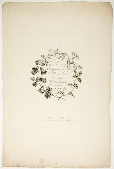 Omslag voor Verzameling van Verschillende Boeketten Bloemen, Uitgevonden en Getekend door Jean Pillement en Gegraveerd door P. C. Canot door Pierre Charles Canot