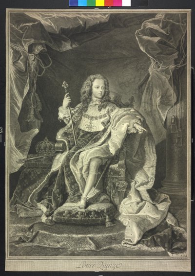 Koning van Frankrijk Lodewijk XV door Pierre Drevet