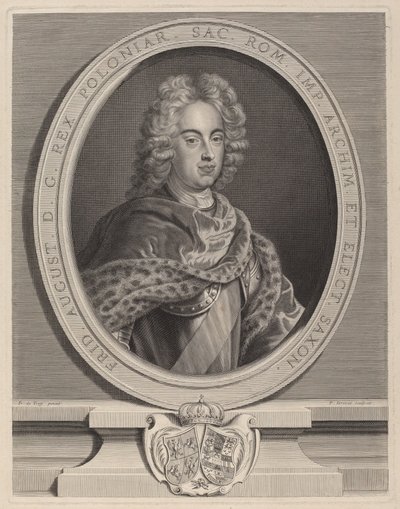 Frédéric Auguste III, koning van Polen door Pierre Drevet, after François de Troy