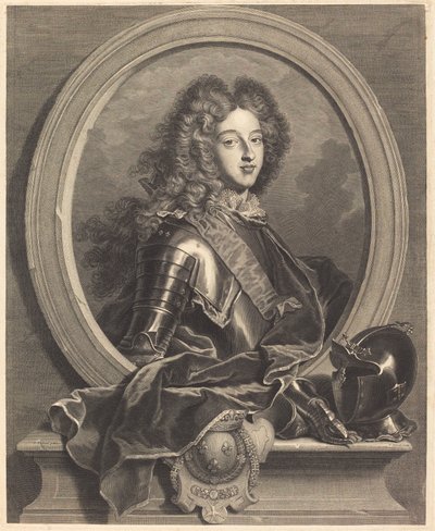 Louis van Frankrijk, hertog van Bourgondië door Pierre Drevet after Hyacinthe Rigaud
