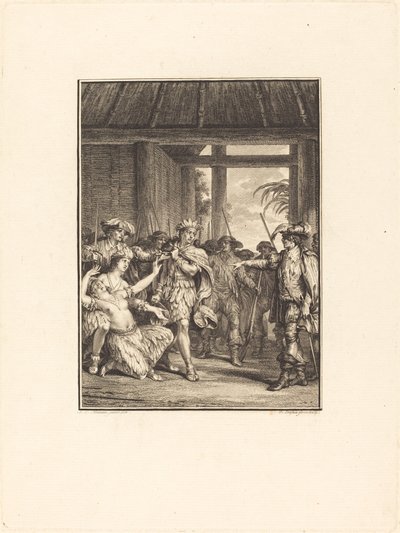 De Ontdekking van de Nieuwe Wereld door Pierre Duflos after Jean Michel Moreau