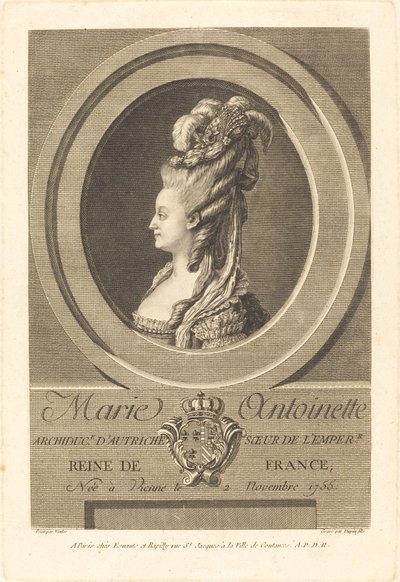 Marie-Antoinette door Pierre Dupin II after Carle Van Loo