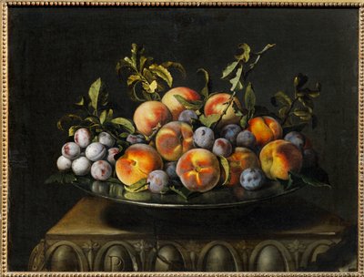 Pruimen en perziken op een bord - Pruimen en perziken op een bord ... door Pierre Dupuis