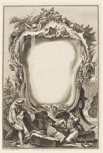 Cartouche voor de Handel (Cartouche Omringd door Elementen van Maritieme Handel) door Pierre Edme Babel