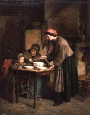 Interieur van een huisje door Pierre Edouard Frere