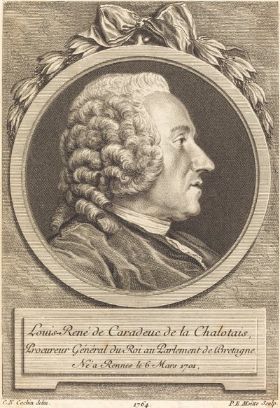 Louis-Rene de Caradeuc de la Chalotais door Pierre Etienne Moitte after Charles Nicolas Cochin II