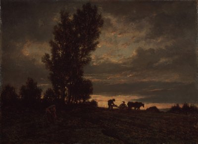 Landschap met een ploeger, 1860s door Pierre Etienne Theodore Rousseau