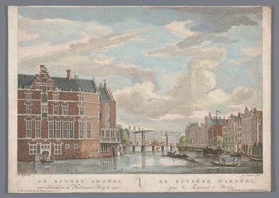 Gezicht op de Halvemaansbrug over de Amstel te Amsterdam door Pierre Fouquet