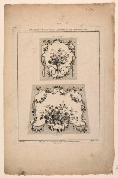 Ontwerpen voor tapijtstoelen, Plaat 1 uit "Cahier de Cartouches et Ornemens de l