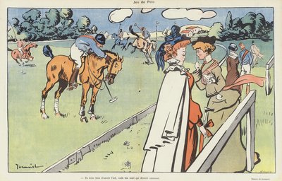 Een spelletje polo. Illustratie voor Le Rire door Pierre Georges Jeanniot