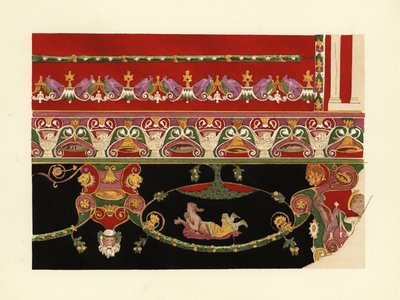 Decoratieve motieven op muurschilderingen in Herculaneum, Derde Pompeiaanse Stijl door Pierre Gusman