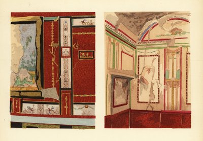 Huis van Tullius Faustus aan de Strada della Fortuna (links), en huis van Popidius Priscus (rechts), Pompeii, Kamer van een huis gelegen aan de straat van het Fortuin, Regio IV door Pierre Gusman