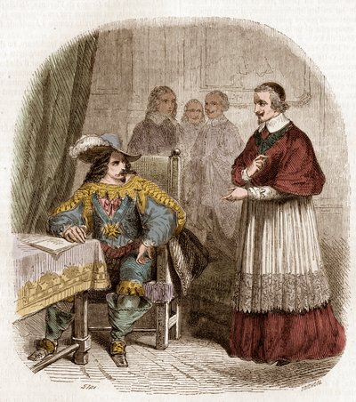 Franse koning Lodewijk XIII en minister kardinaal van Richelieu stichten de Académie Française door Pierre Gustave Eugene Staal