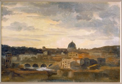Gezicht op Rome in stormachtig weer (tekening op karton) door Pierre Henri de Valenciennes