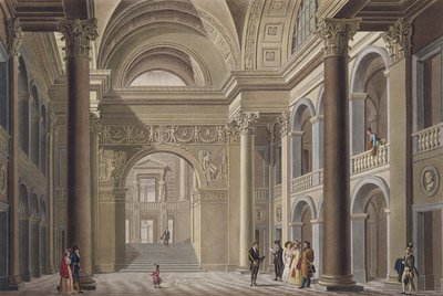 Vestibule van het Palais Academique in Gent, uit Choix des Monuments, Edifices et Maisons les plus remarquables du Royaume des Pays-Bas door Pierre Jacques Goetghebuer, gegraveerd door L. Roelandt door Pierre Jacques Goetghebuer