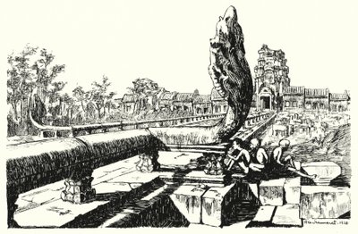 In het park van Angkor Vat, de westelijke Gopuras door Pierre Jeannerat de Beerski