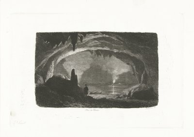 Man met roeiboot in de grotten van Han door Pierre Louis Dubourcq